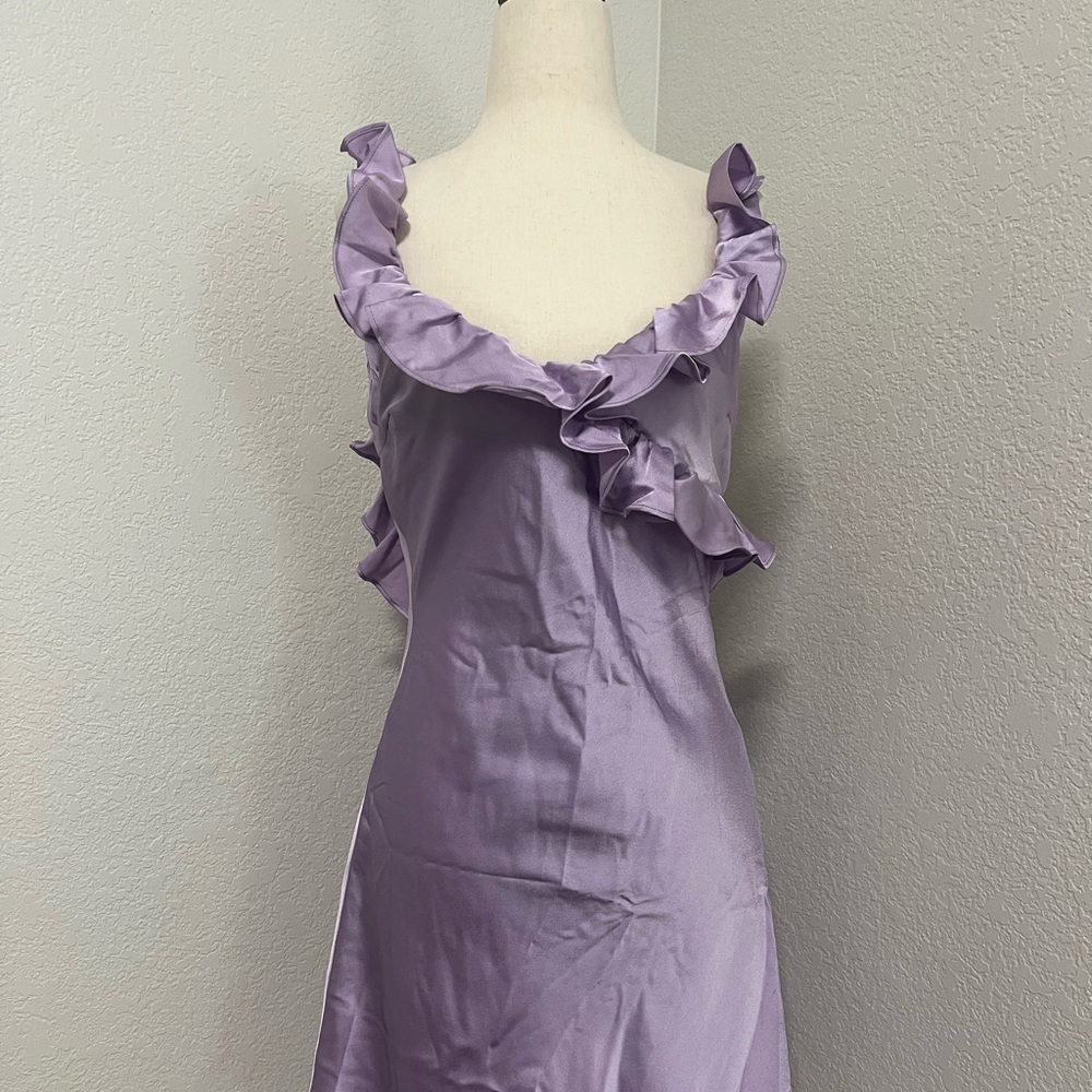 House of CB TINK Lilac Satin Ruffle Mini Dress - Picture 3 of 10